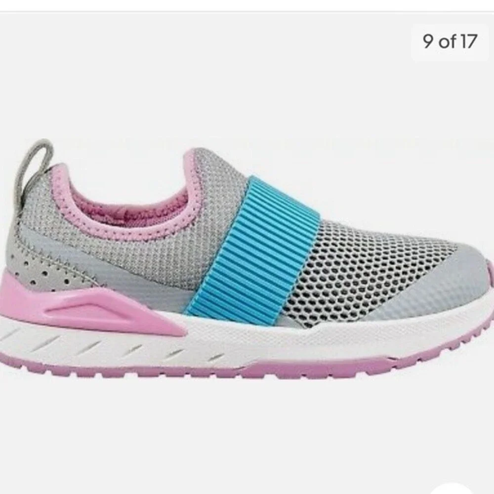 DSG Athletic Slip on Sneakers on Grey and a Turquoise and Pink 5.5